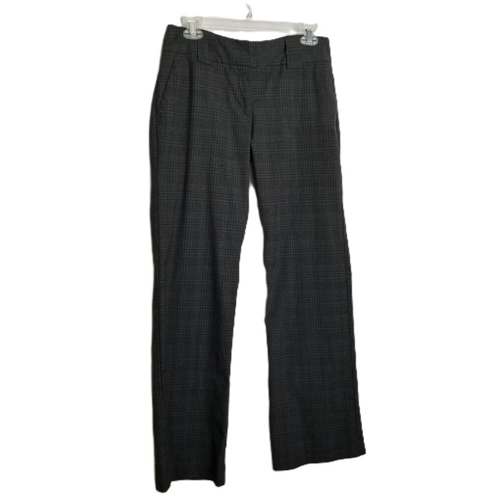 New York & Company Plaid Dress Pants Women’s 2 Average Stretch Straight Leg Gray